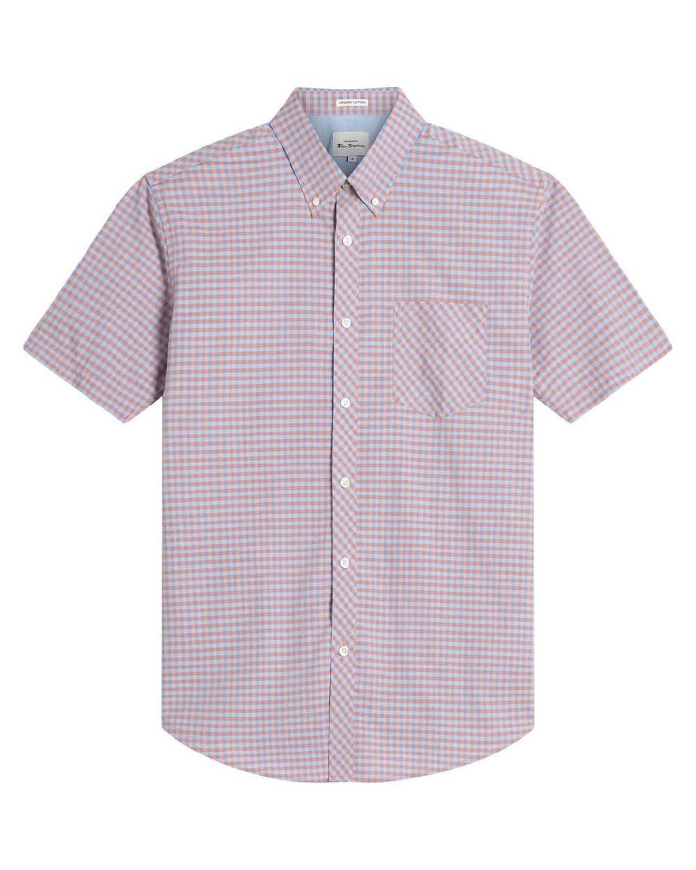 Ben Sherman Short Sleeve Signature Gingham Shirt In Light Pink