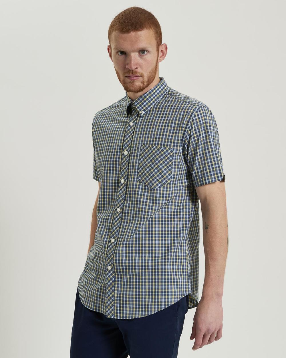 Ben Sherman Short Sleeve Signature House Check Shirt In Corn