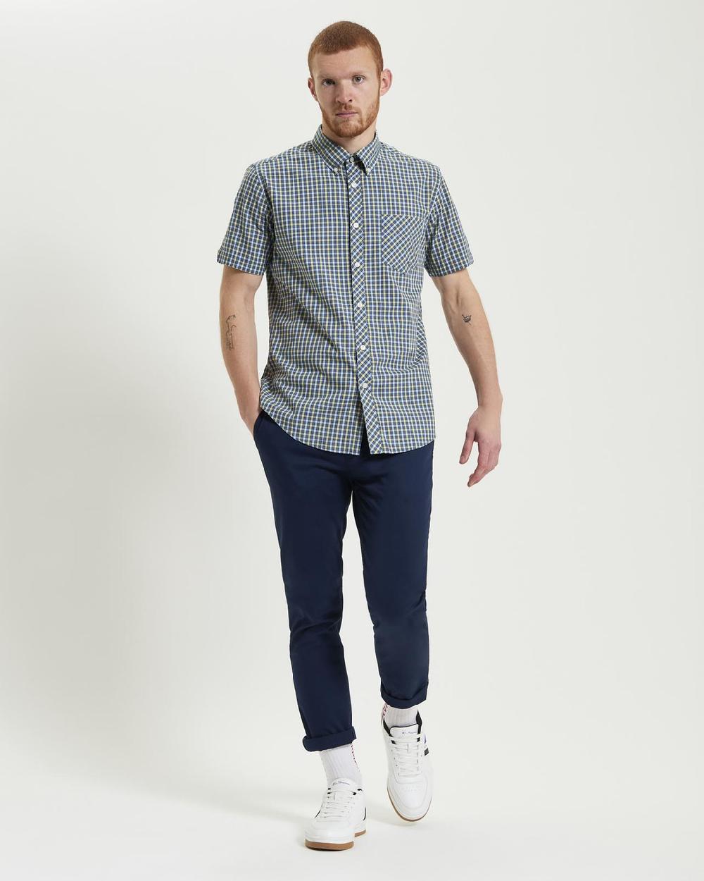 ben sherman Short Sleeve Signature House Check Shirt in Corn