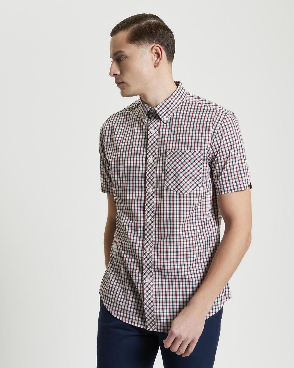 Ben Sherman Short Sleeve Signature House Check Shirt In Red