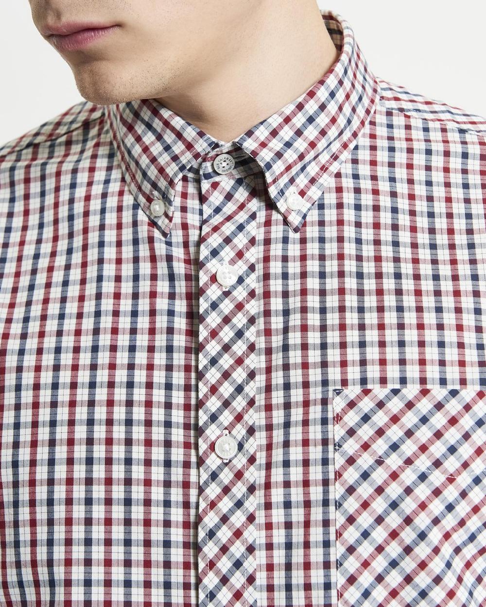 Ben Sherman Short Sleeve Signature House Check Shirt In Red
