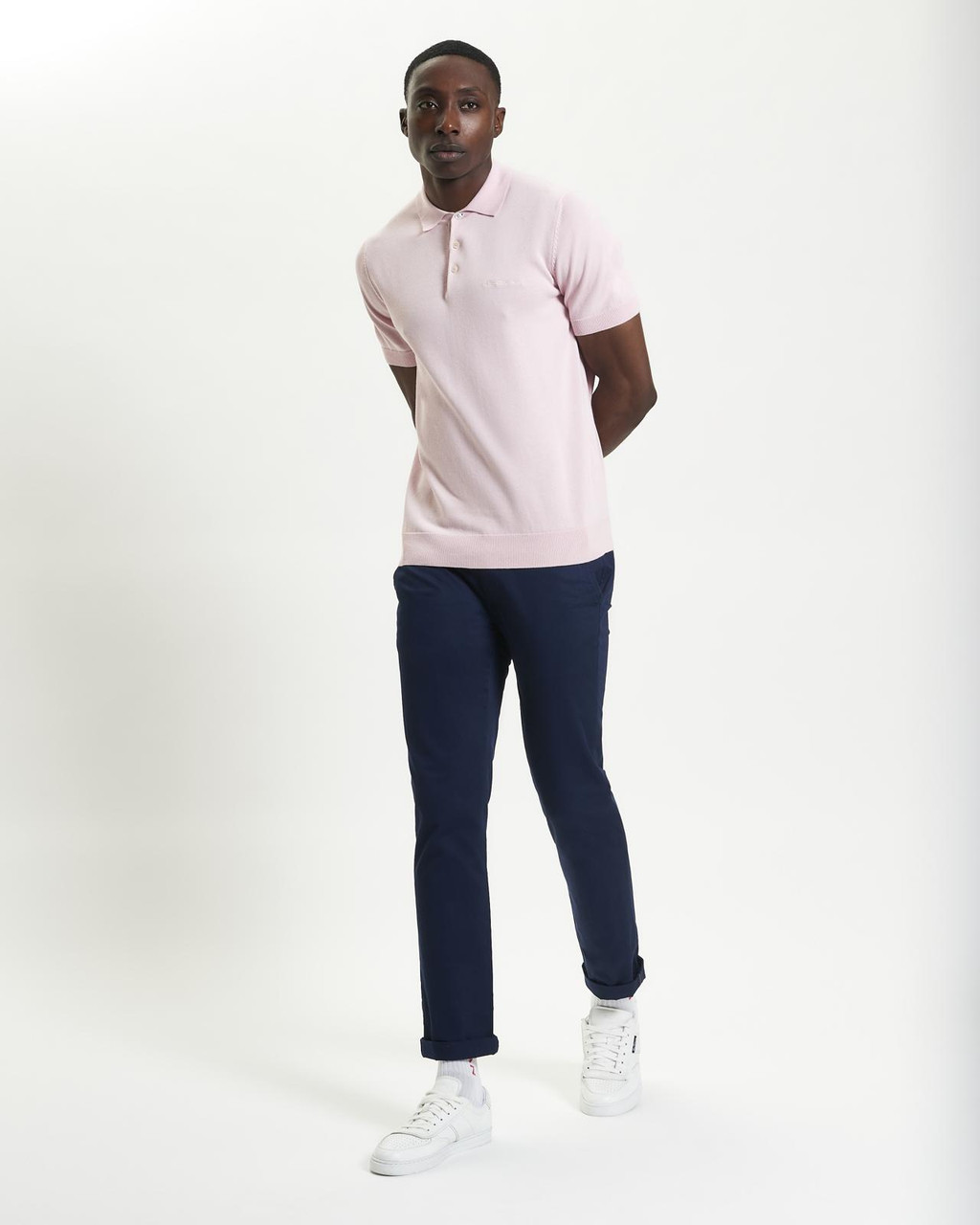 Ben Sherman Short Sleeve Signature Knitted Polo In Blush Pink