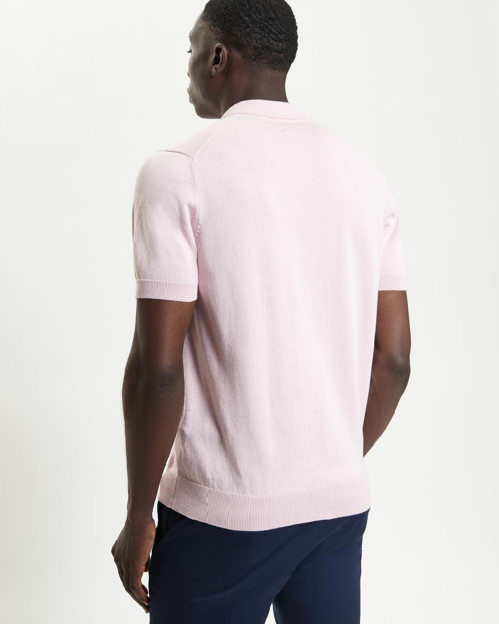 Ben Sherman Short Sleeve Signature Knitted Polo In Blush Pink