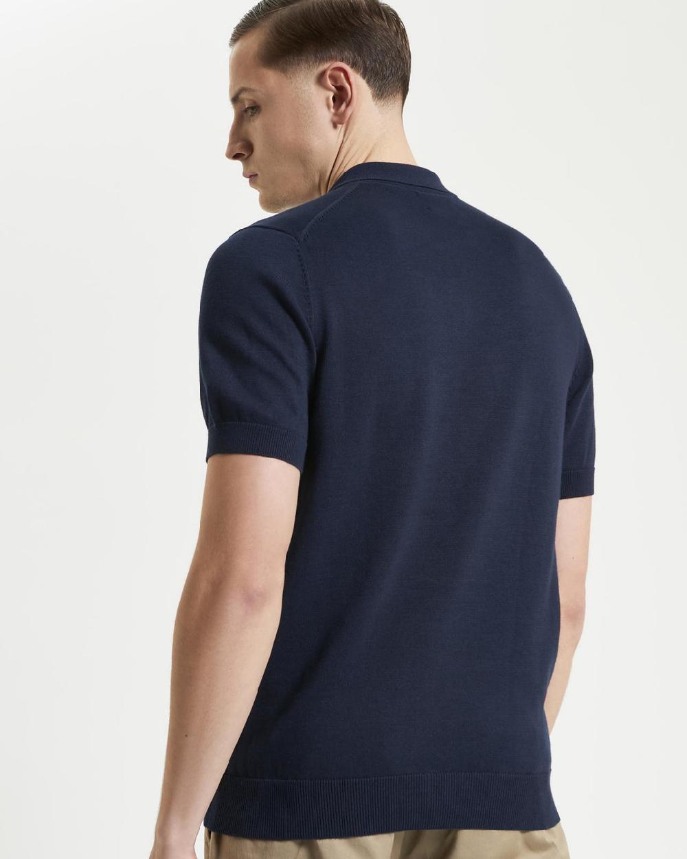 Ben Sherman Short Sleeve Signature Knitted Polo In Dark Navy