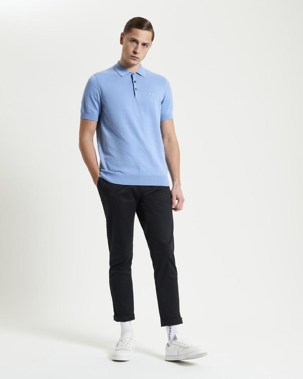 Ben Sherman Short Sleeve Signature Knitted Polo In Glacier
