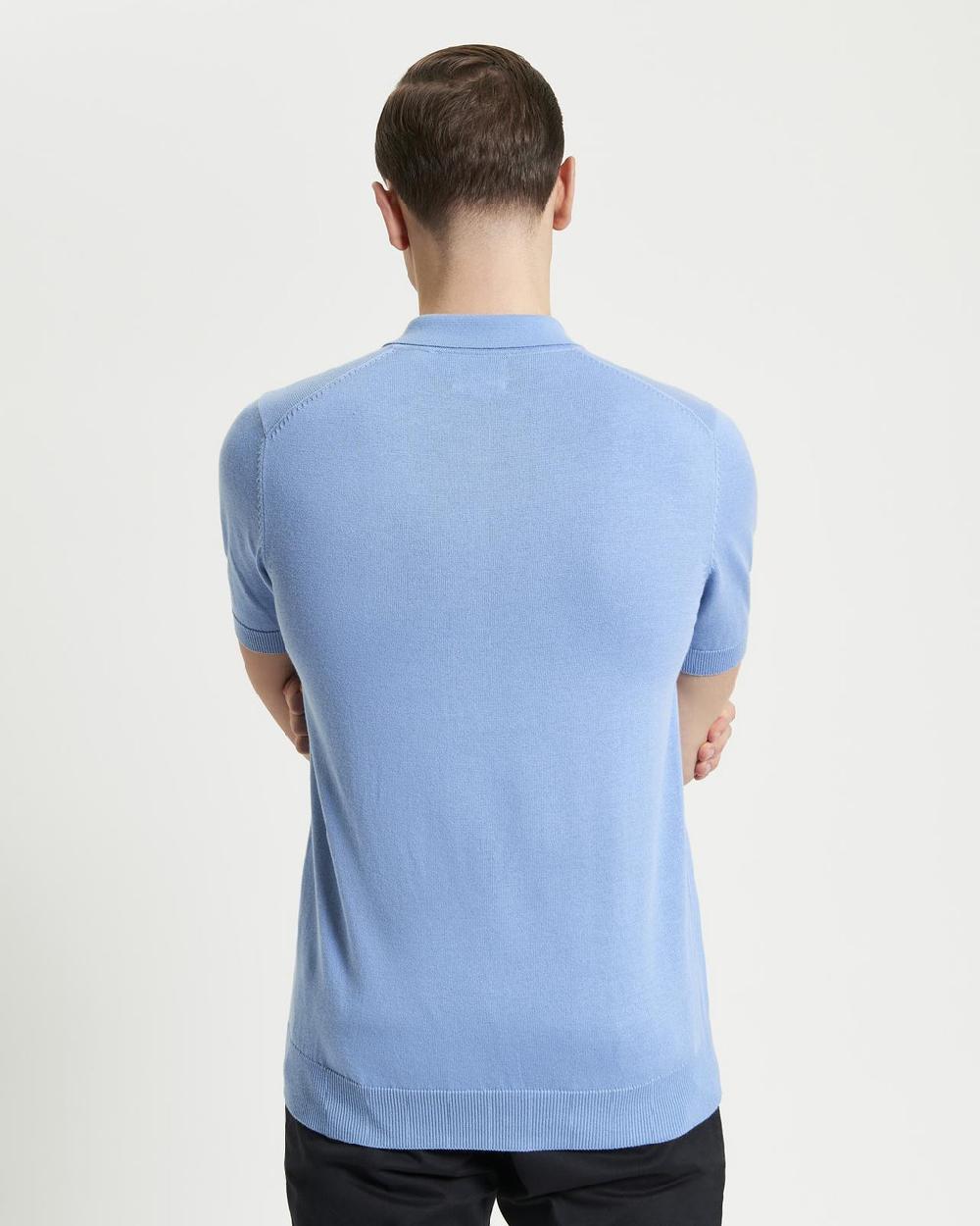 Ben Sherman Short Sleeve Signature Knitted Polo In Glacier