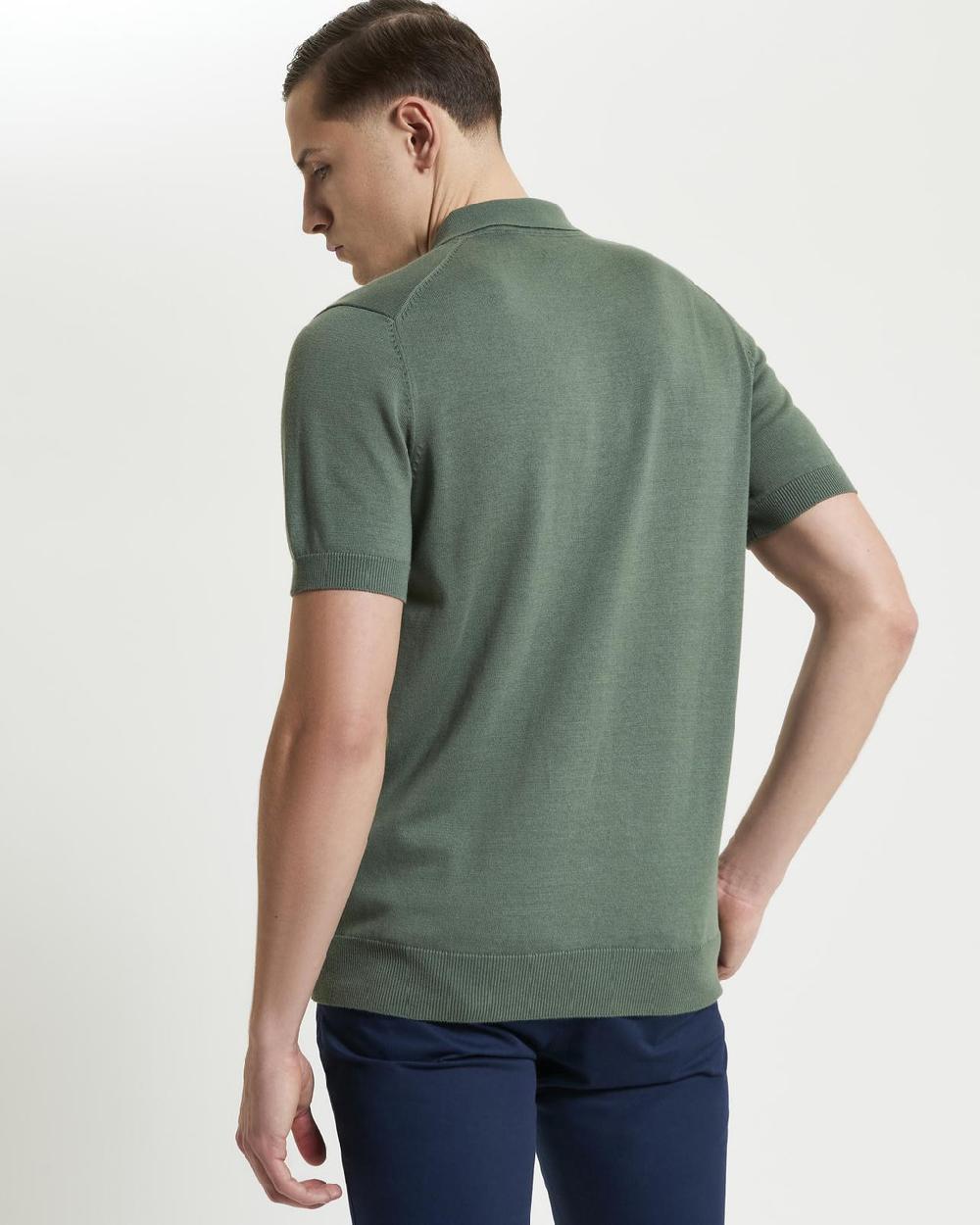 Ben Sherman Short Sleeve Signature Knitted Polo In Olive