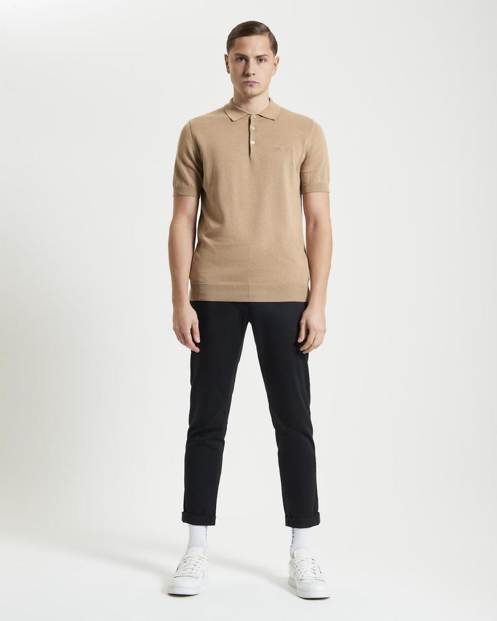 Ben Sherman Short Sleeve Signature Knitted Polo In Sand