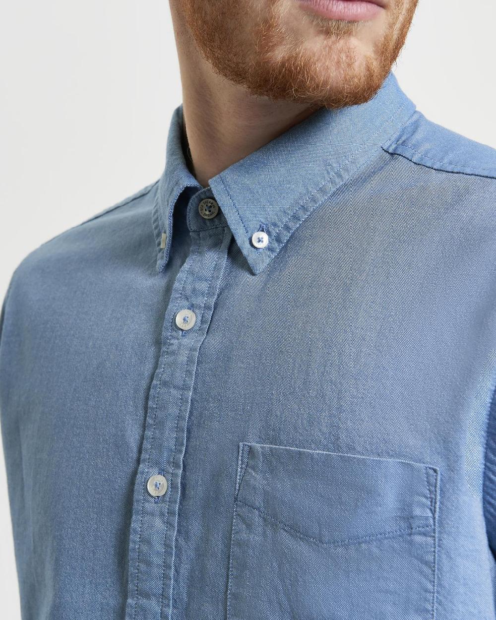 Ben Sherman Short Sleeve Signature Oxford Shirt In Airforce