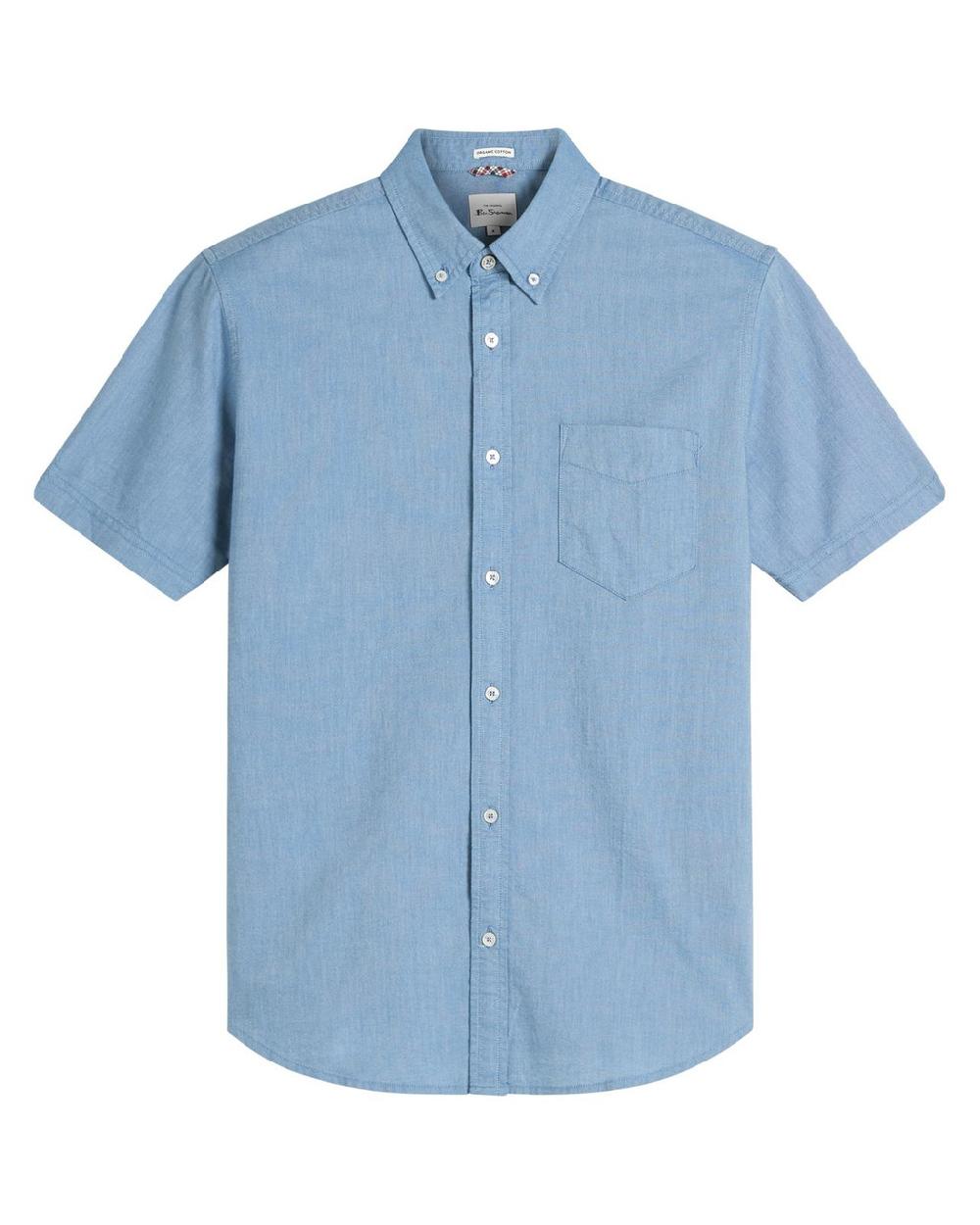 Ben Sherman Short Sleeve Signature Oxford Shirt In Airforce