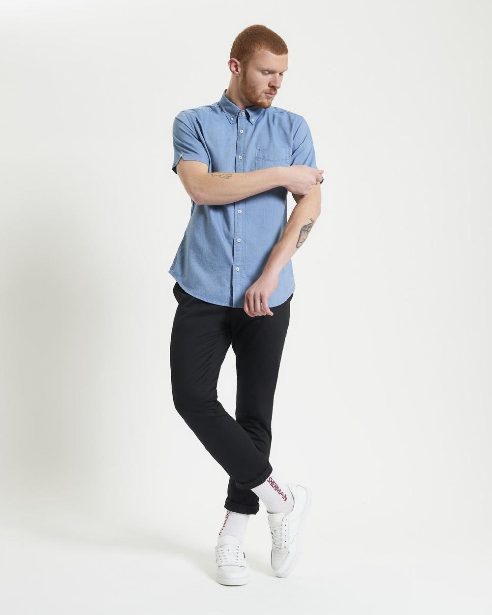 ben sherman Short Sleeve Signature Oxford Shirt in Airforce