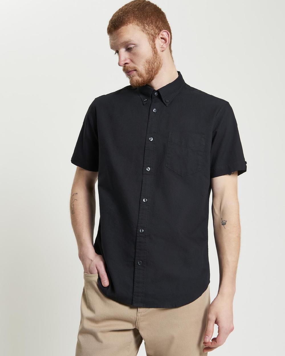 Ben Sherman Short Sleeve Signature Oxford Shirt In Black