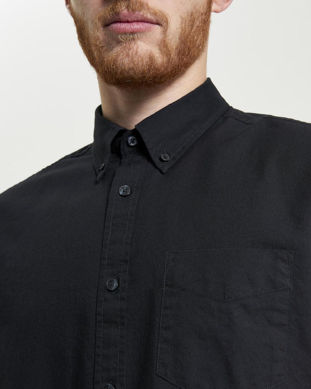 Ben Sherman Short Sleeve Signature Oxford Shirt In Black