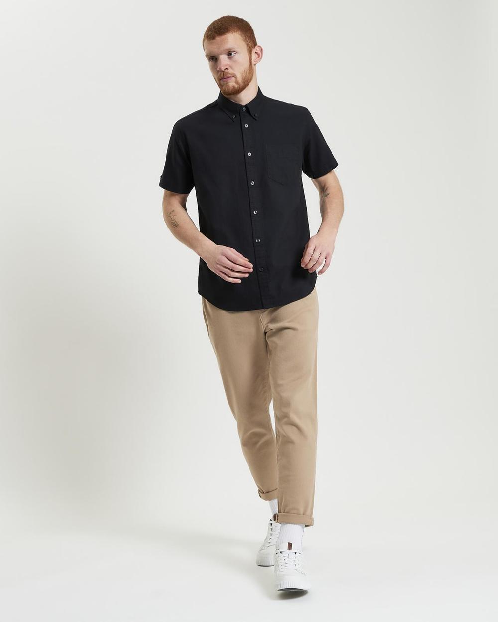 ben sherman Short Sleeve Signature Oxford Shirt in Black