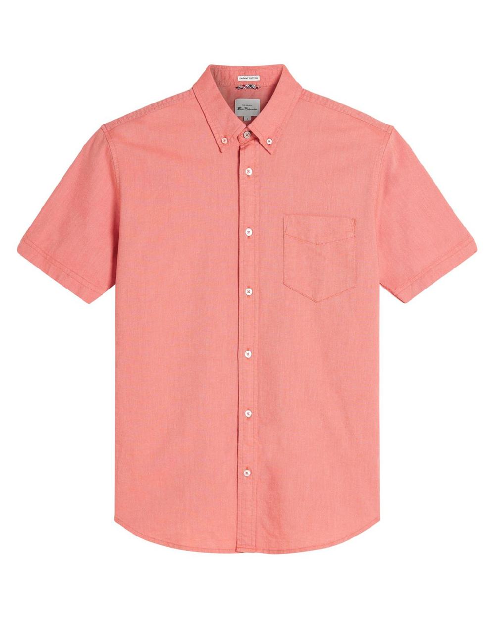 Ben Sherman Short Sleeve Signature Oxford Shirt In Cerise