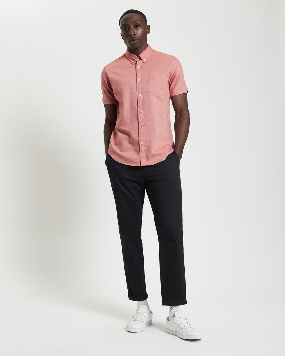 ben sherman Short Sleeve Signature Oxford Shirt in Cerise