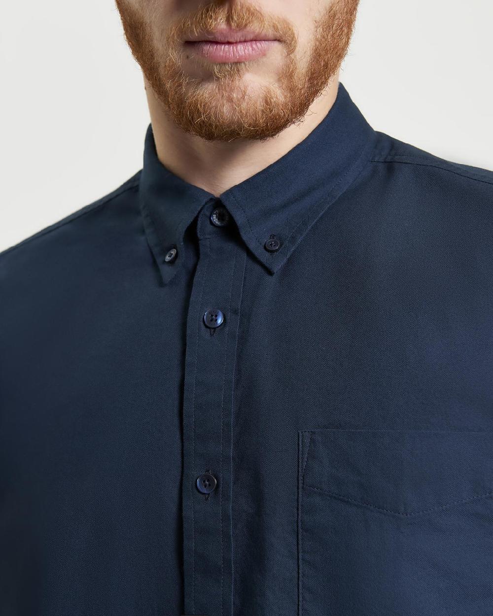 Ben Sherman Short Sleeve Signature Oxford Shirt In Dark Navy