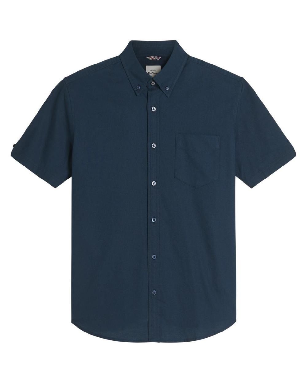 Ben Sherman Short Sleeve Signature Oxford Shirt In Dark Navy