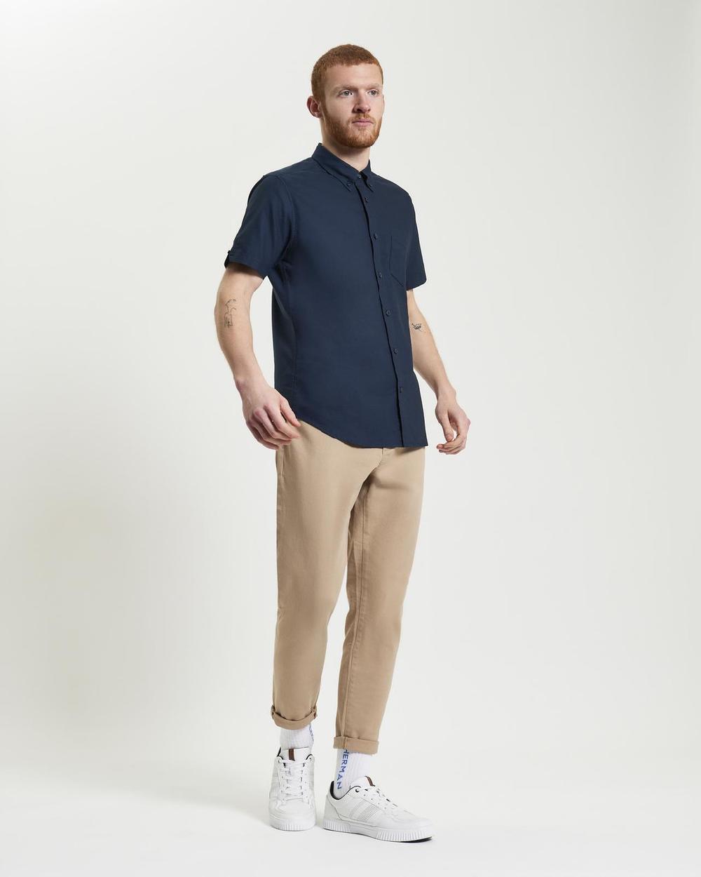 ben sherman Short Sleeve Signature Oxford Shirt in Dark Navy