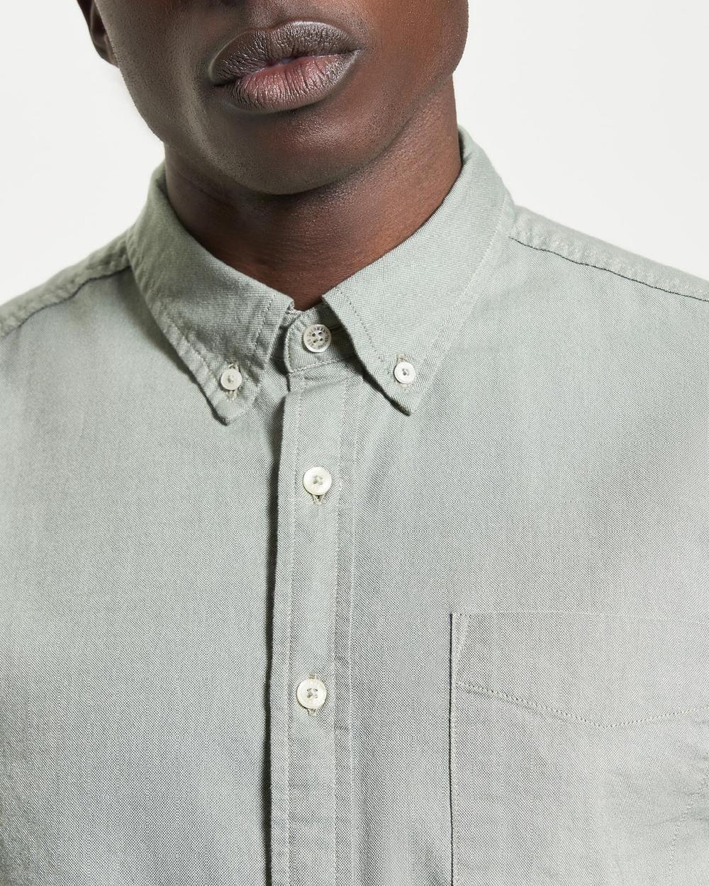 Ben Sherman Short Sleeve Signature Oxford Shirt In Pale Khaki