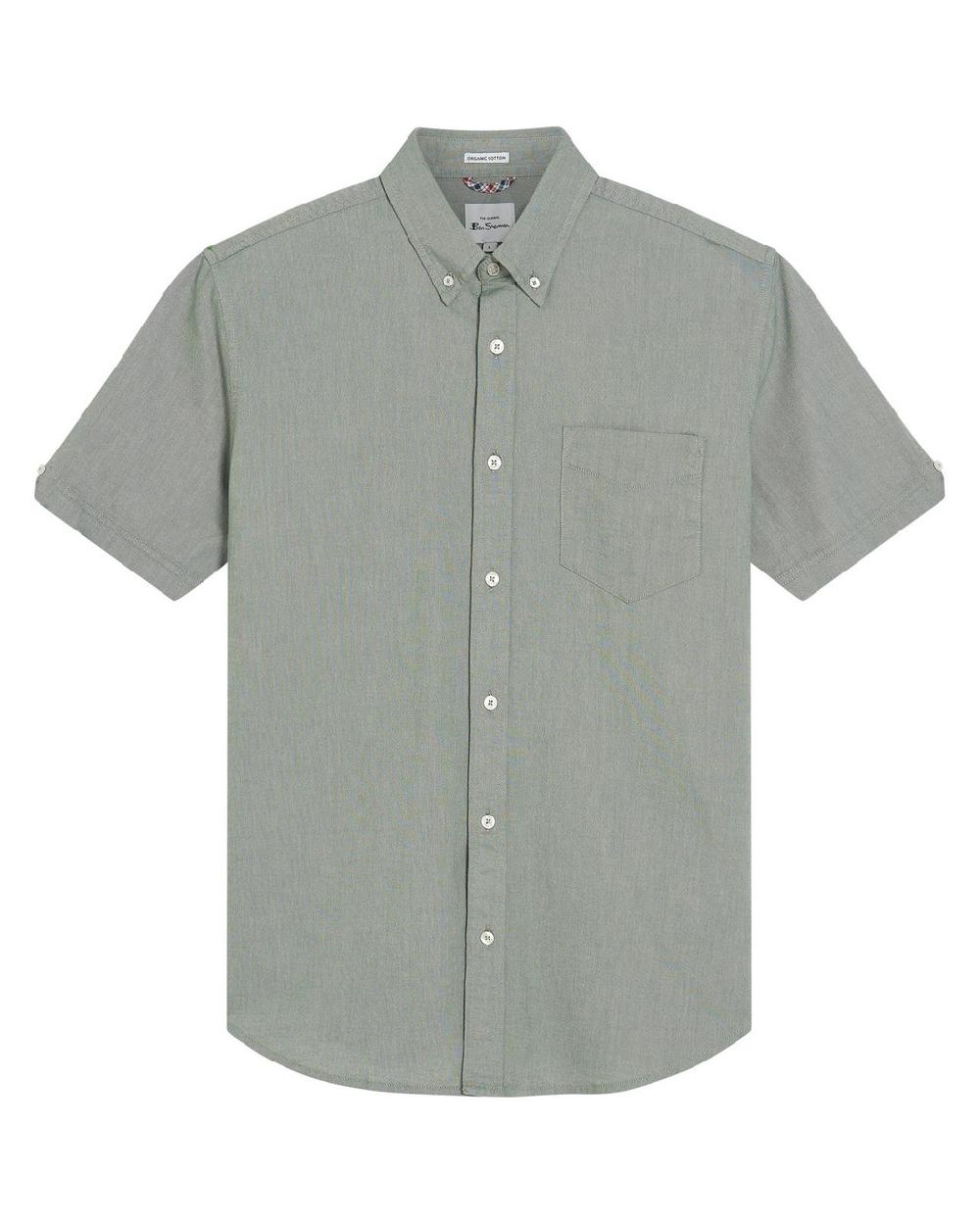 Ben Sherman Short Sleeve Signature Oxford Shirt In Pale Khaki