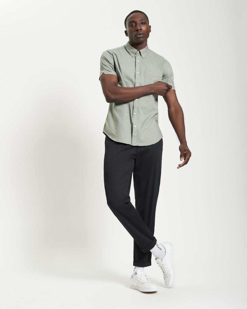 ben sherman Short Sleeve Signature Oxford Shirt in Pale Khaki