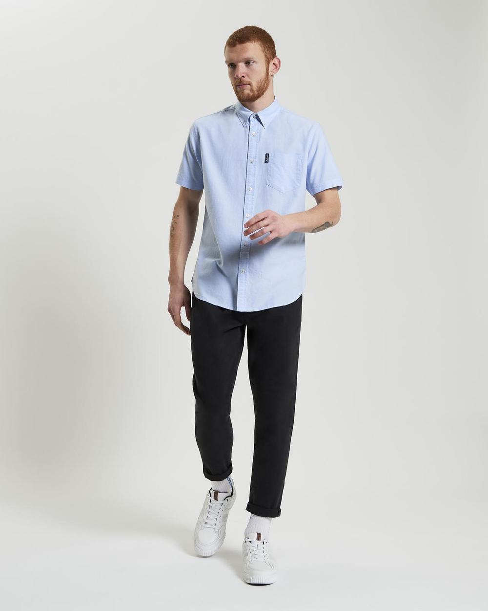 Ben Sherman Short Sleeve Signature Oxford Shirt In Sky