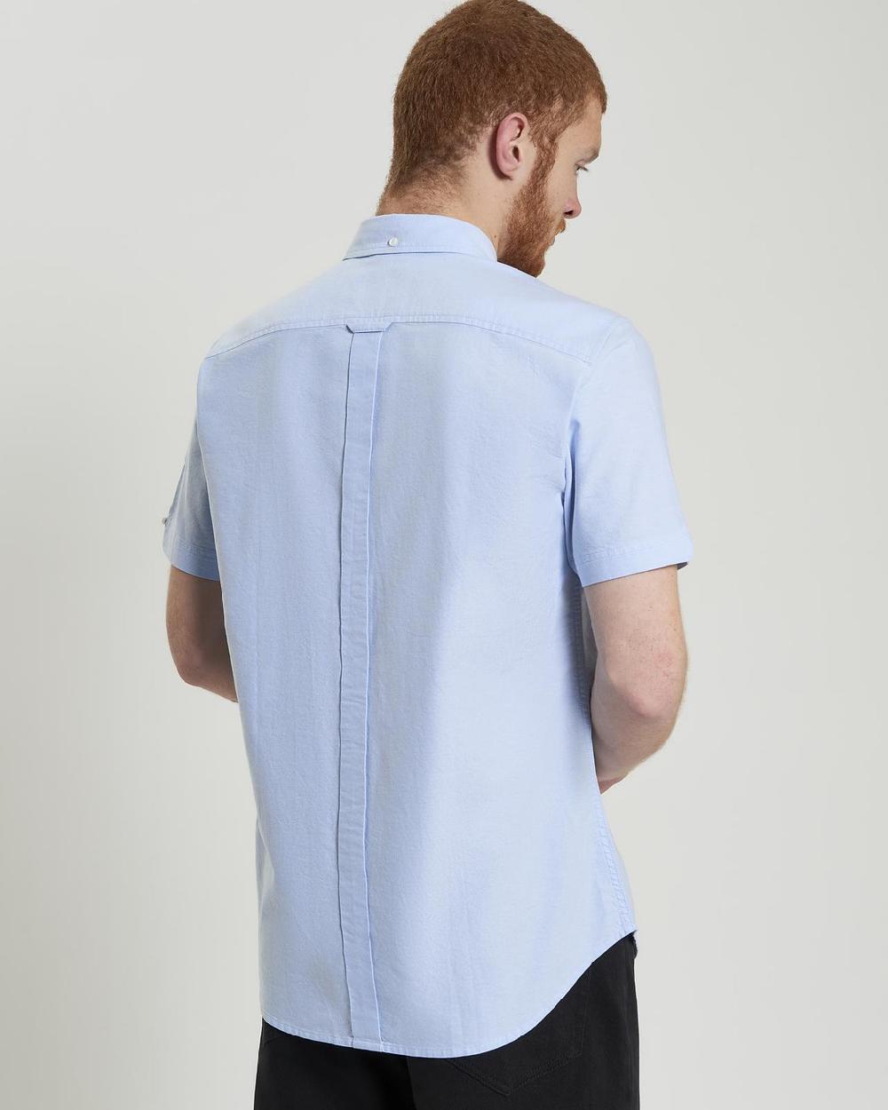 Ben Sherman Short Sleeve Signature Oxford Shirt In Sky