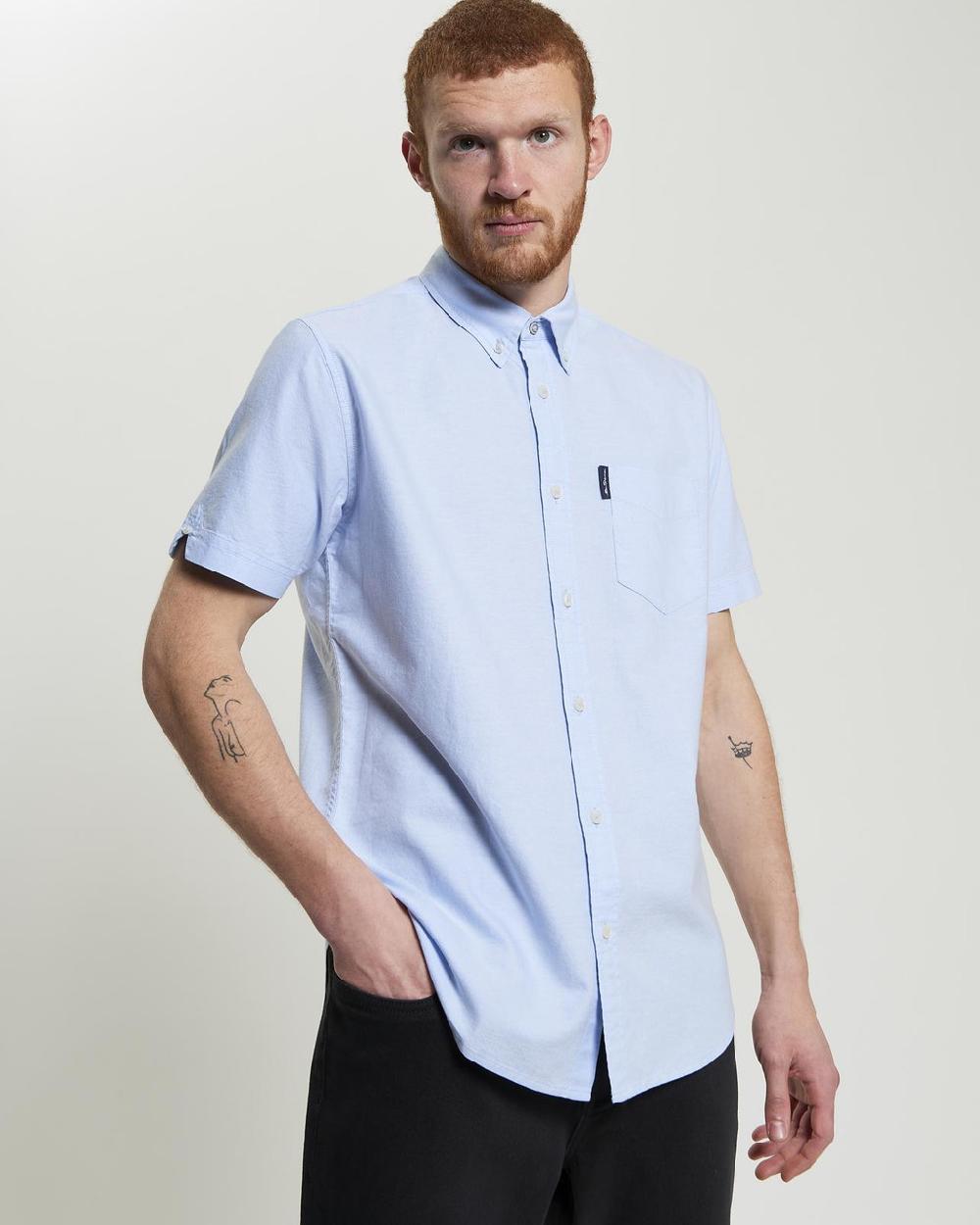 ben sherman Short Sleeve Signature Oxford Shirt in Sky