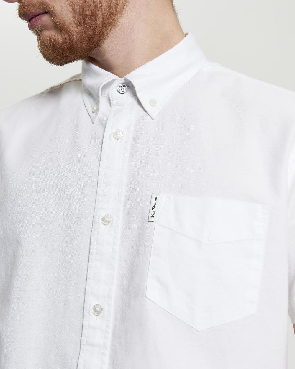 Ben Sherman Short Sleeve Signature Oxford Shirt In White