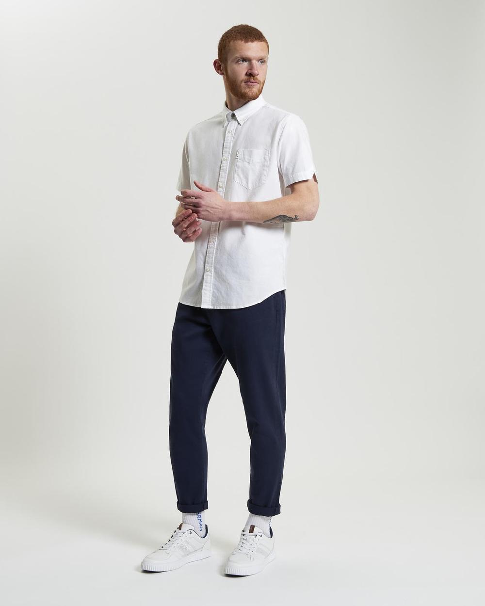 Ben Sherman Short Sleeve Signature Oxford Shirt In White