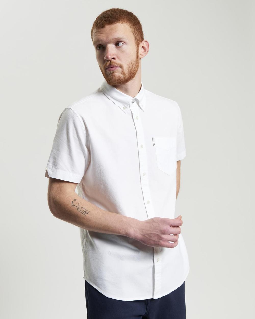 ben sherman Short Sleeve Signature Oxford Shirt in White