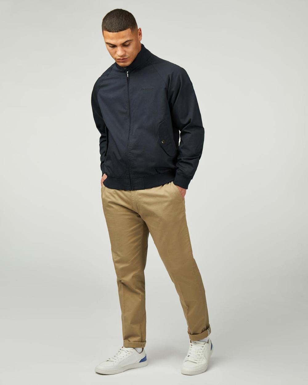 Ben Sherman Signature Check Lined Harrington Jacket In Dark Navy