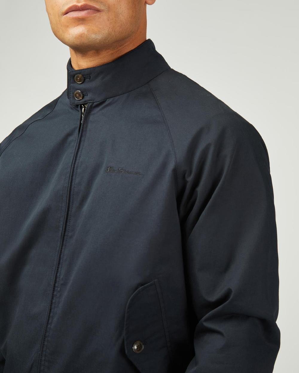 Ben Sherman Signature Check Lined Harrington Jacket In Dark Navy