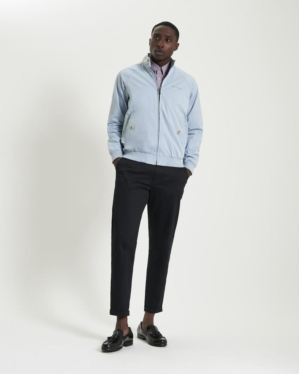 Ben Sherman Signature Check Lined Harrington Jacket In Dusky Blue