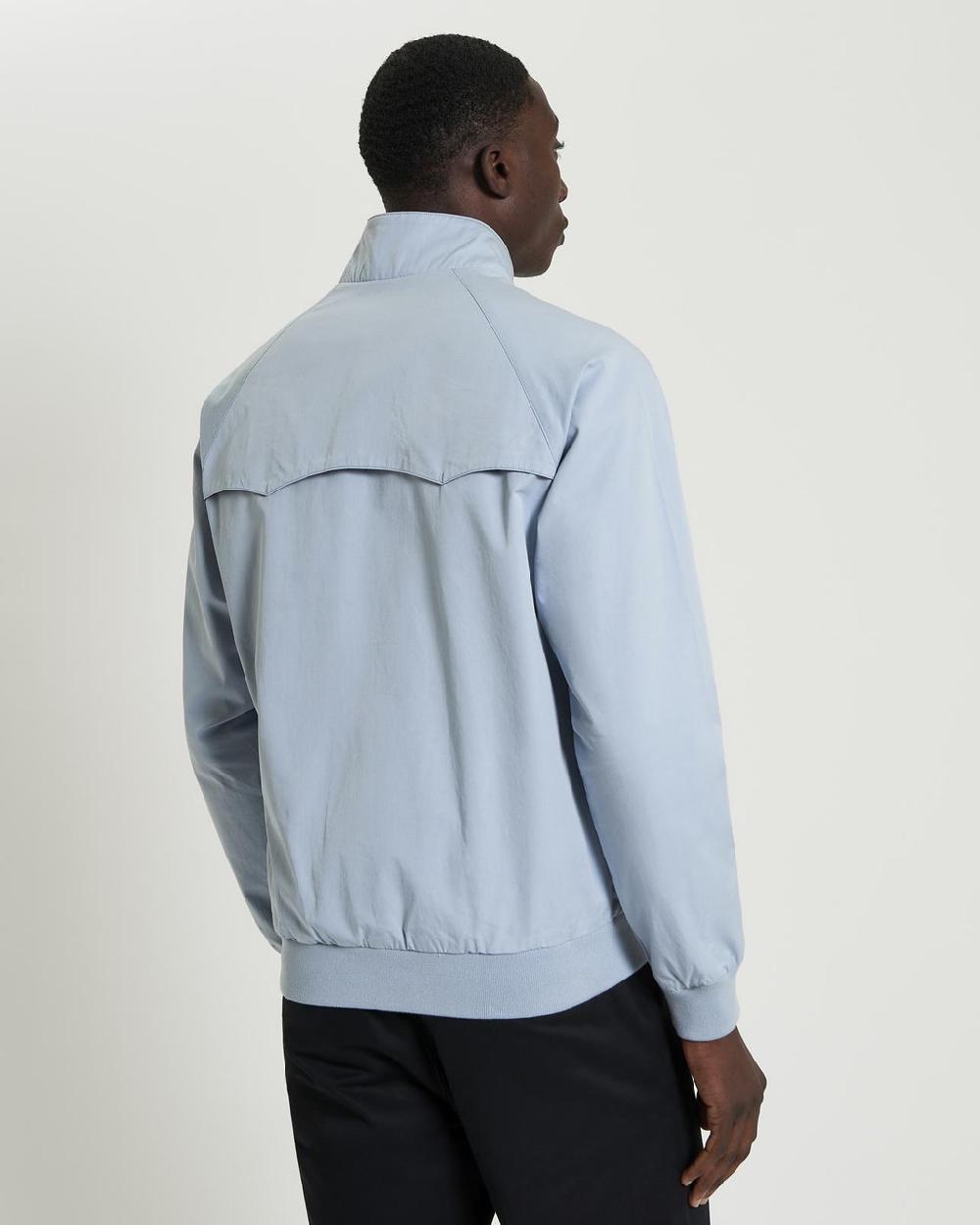 Ben Sherman Signature Check Lined Harrington Jacket In Dusky Blue