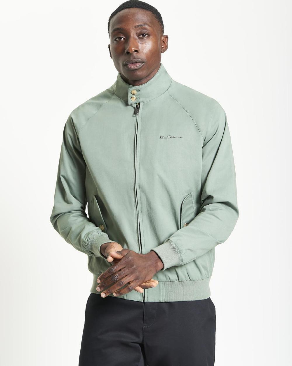 ben sherman Signature Check Lined Harrington Jacket in Pale Khaki