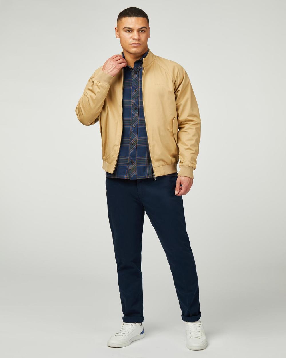 Ben Sherman Signature Check Lined Harrington Jacket In Sand