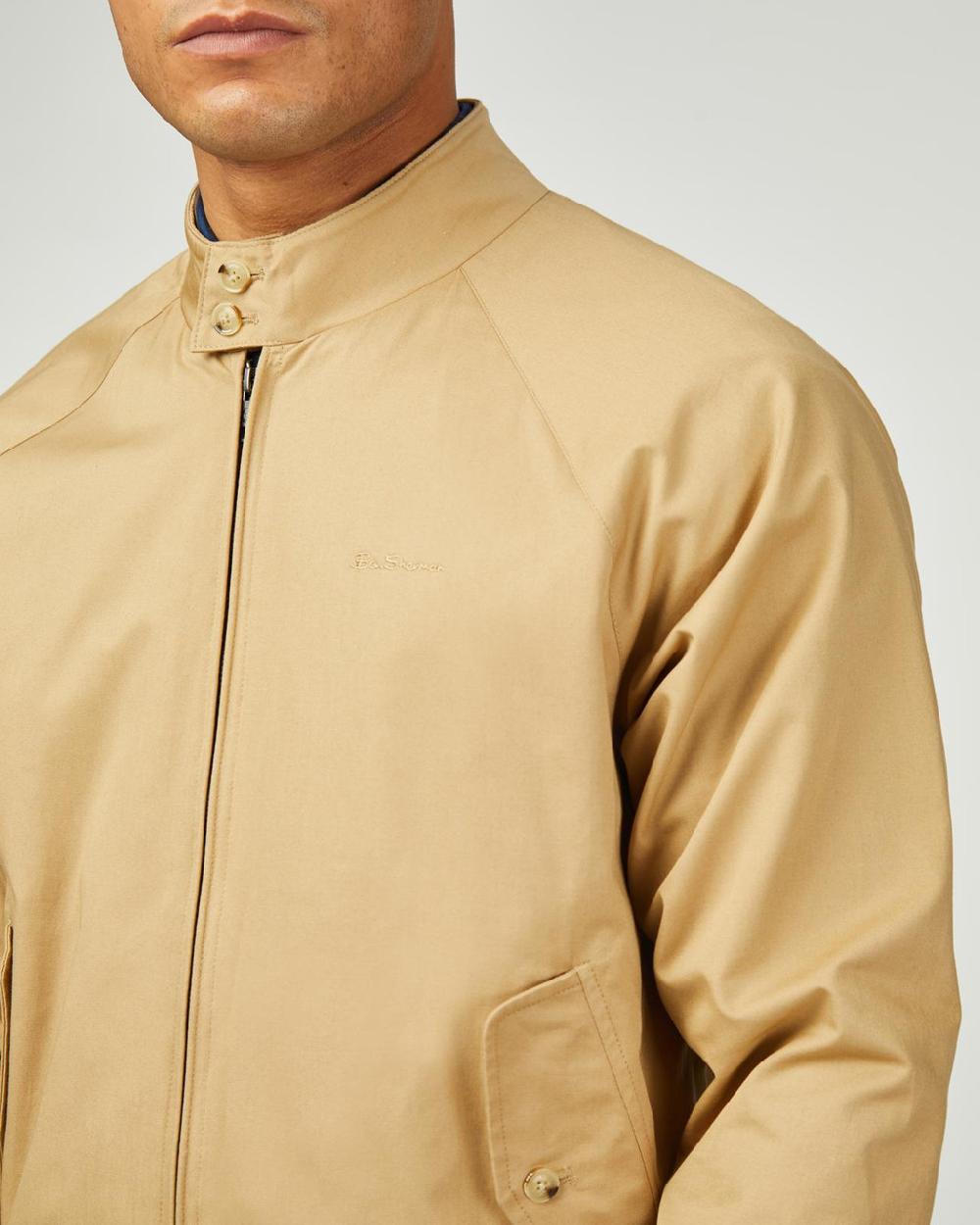 Ben Sherman Signature Check Lined Harrington Jacket In Sand