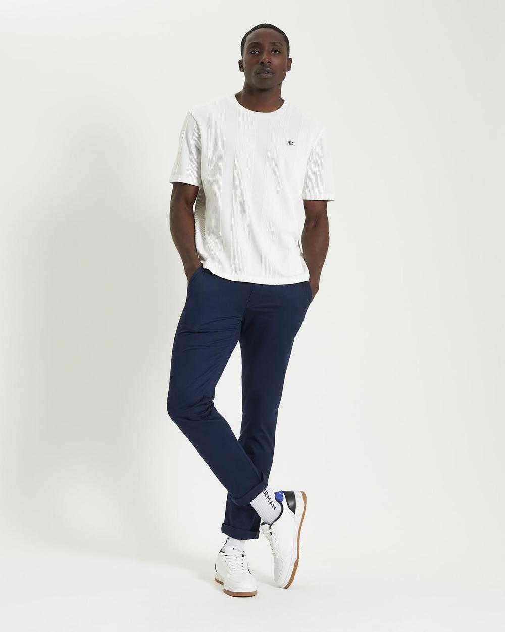 Ben Sherman Textured Vertical Stripe Tee In Snow White
