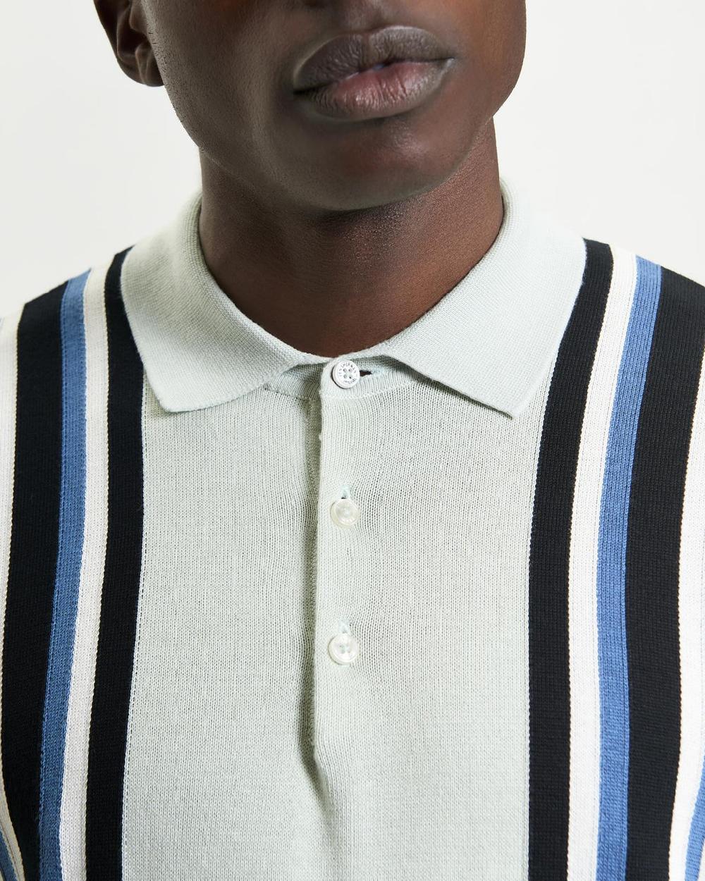 Ben Sherman Vertical Stripe Knitted Polo In Light Green