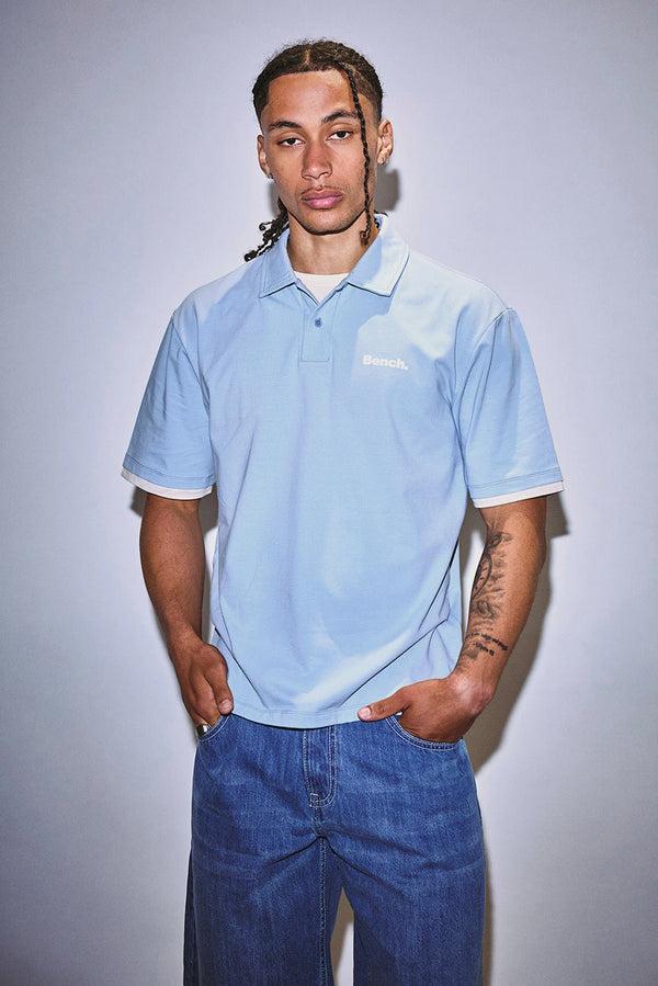 bench. Faulkner Jersey Polo - Washed Blue