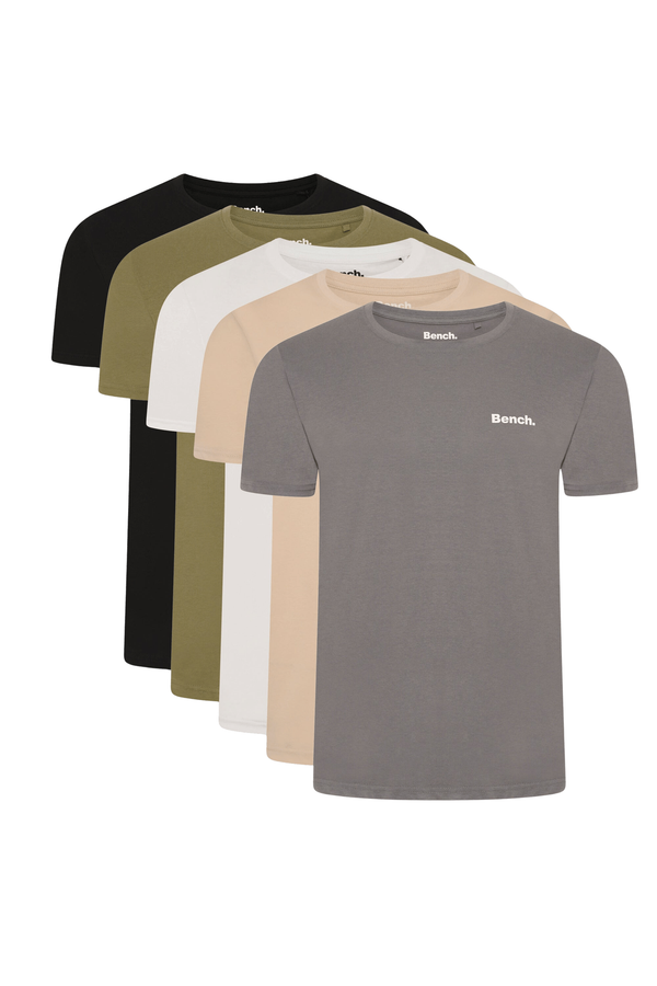 bench. Mens 'ENVOY' 5 Pack T-Shirts - ASSORTED