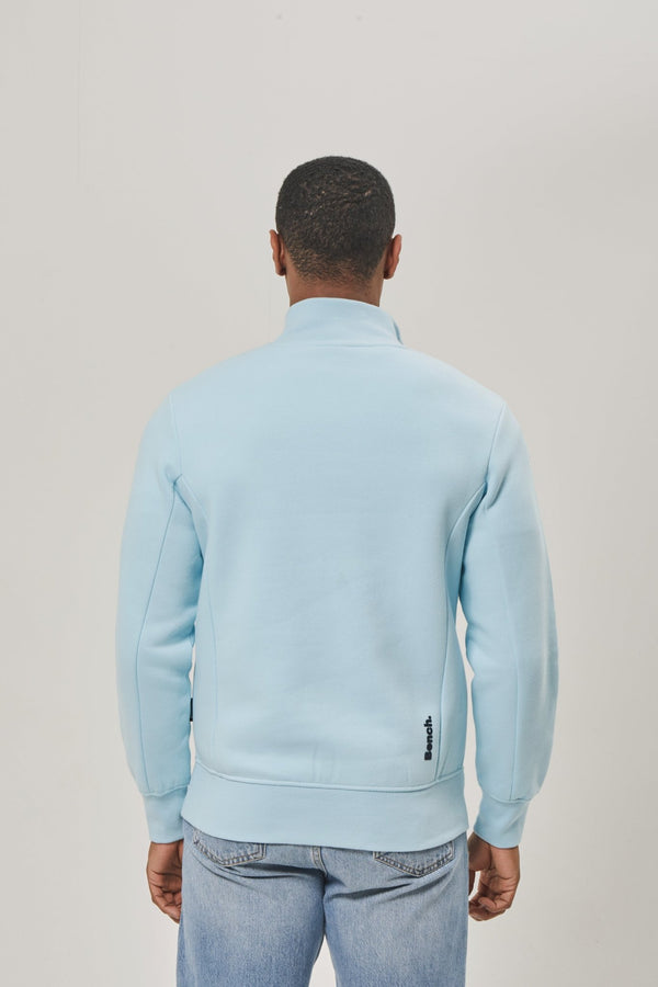 Bench. Mens 'PLINTH SPOTS' 1/4 Zip-Thru Sweat - ICE