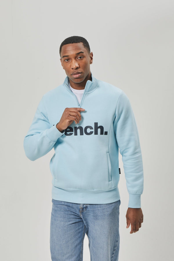 bench. Mens 'PLINTH SPOTS' 1/4 Zip-Thru Sweat - ICE