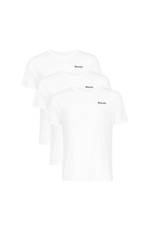 bench. Mens 'THIAGO' 3 Pack T-Shirts - WHITE