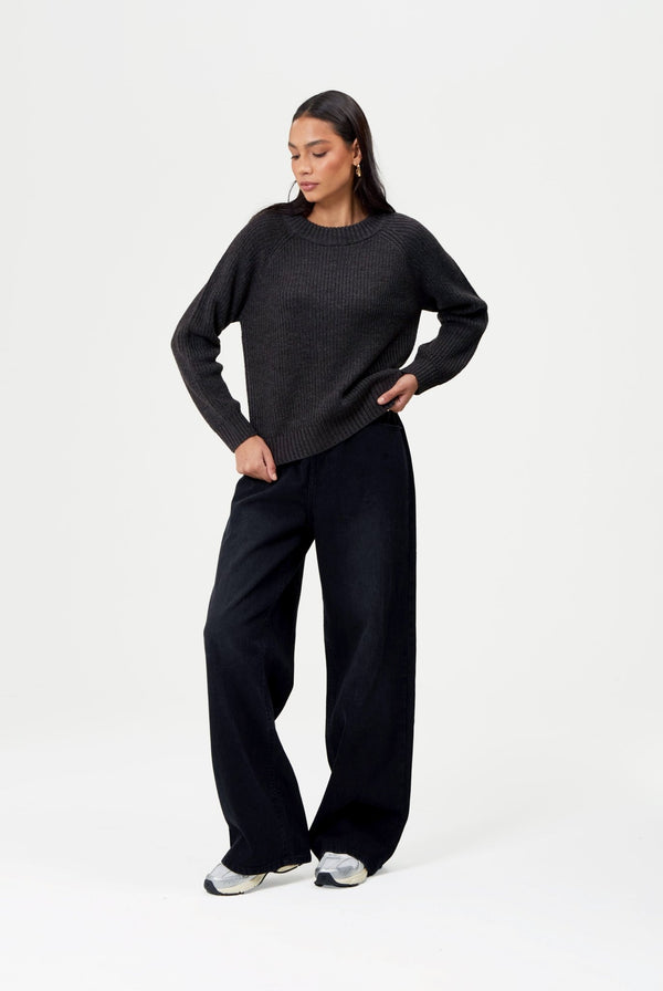 bench. Womens 'GEORGIANA' Knit Crew Sweat - BLACK