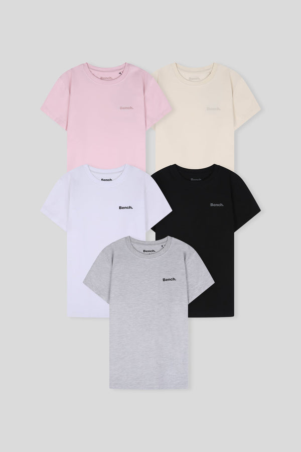 bench. Womens 'JORIA' 5 Pack T-Shirts - ASSORTED