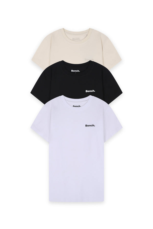 Bench. Womens 'KAMMY' 3 Pack T-Shirts - ASSORTED