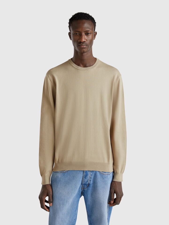 benetton 100% cotton crew neck sweater Military Green